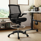 Flash Furniture Waylon Mid-Back Swivel Office Chair With Adjustable Foot Ring And Seat Height, Ergonomic Executive Chair With Armrests, Black