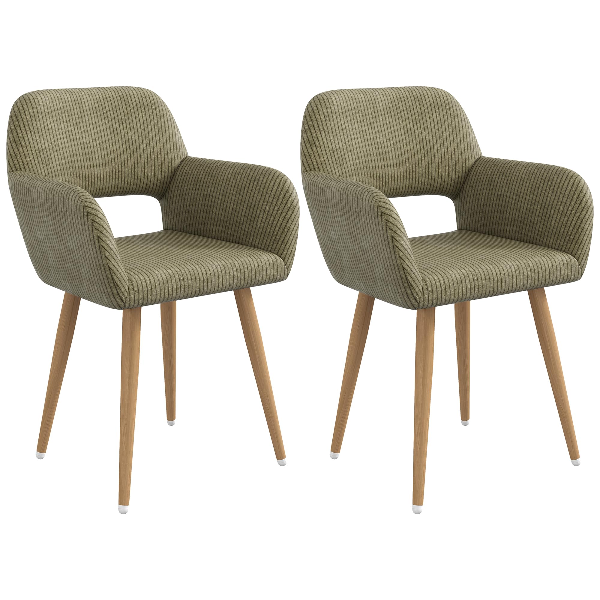 GOOLON Home Office Desk Chair Set of 2, Corduroy Fabric Vanity Chair for Makeup with Hollow Backrest, Comfy Armchair Wood Frame 