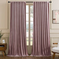 Timeper Dusty Pink 120 Inch Length Velvet Curtains, Room Darkening Energy Smart Thermal Insulated Window Curtains For Living Roo