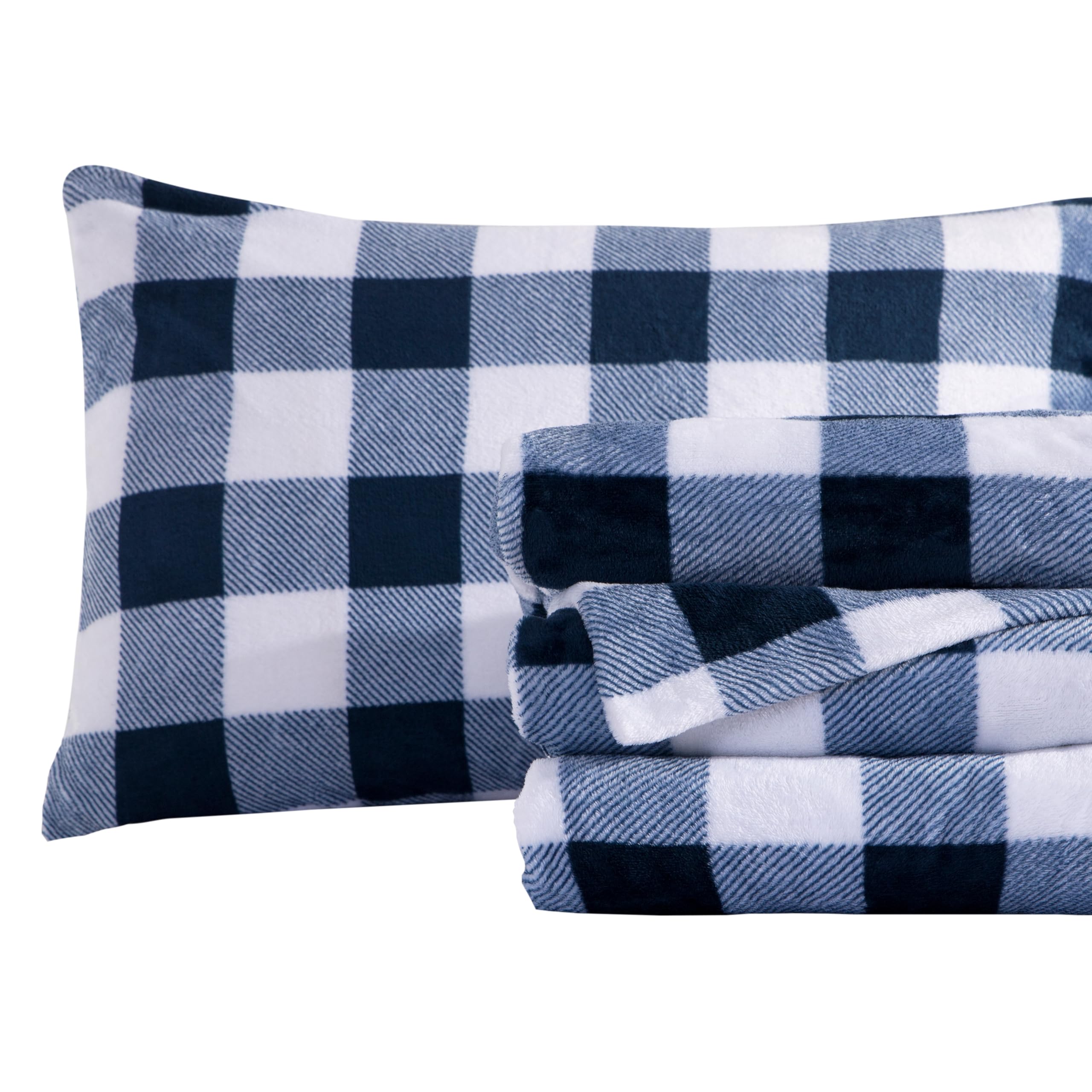 Elegant Comfort Luxuriously Soft 4-Piece Velvet Plush Flannel Sheet Set - Premium Quality -Cozy Warm, Anti-Static, Non Pilling F