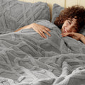 Phf Fluffy Sherpa Fleece Blanket Queen Size For Winter, Warm And Cozy, 510Gsm 3D Tufted Shaggy Fleece Blanket For Sofa Bed, Grey