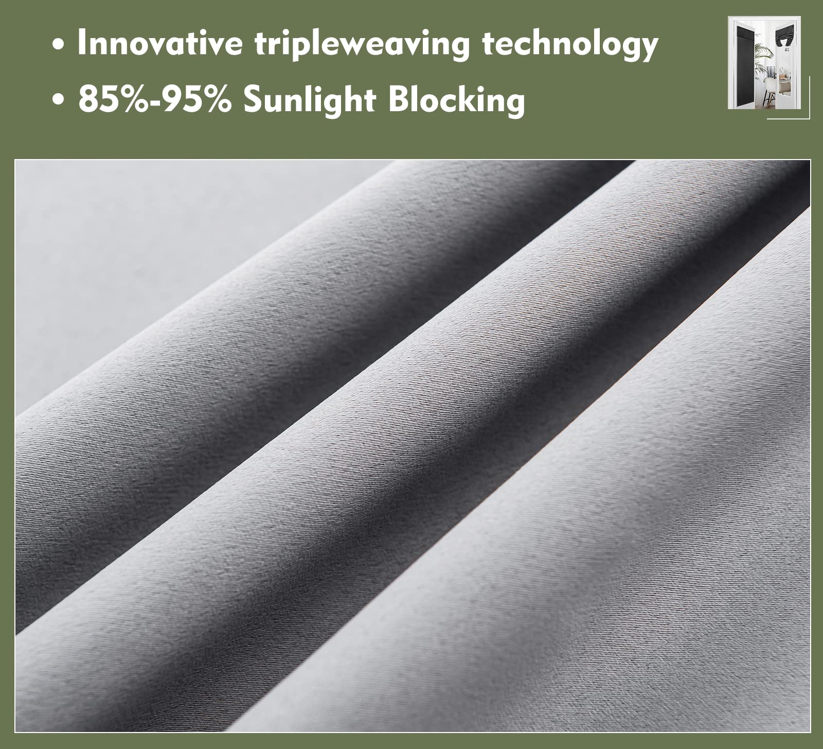 Pi Blackout Small Door Curtain,Privacy Thermal Insulated Door Window Curtain For Small Window/Small Front Door/Office 1 Panel (W26Xl20,Light Grey)