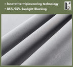 Pi Blackout Curtain Panel,Ring Top Privacy Sound Proof Room Darkening Doorway Curtains Vertical Window Treatment For Living Room/Bedroom/Sliding Door/Patio 1 Panel (Light Grey,W52Xl90)