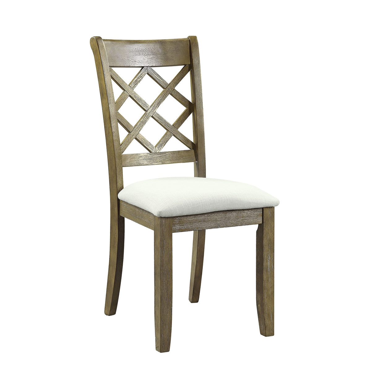 Acme Karsen Wooden Upholstered Side Chair in Beige Linen and Rustic Oak