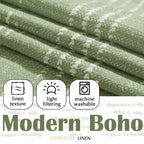 Jinchan Boho Kitchen Curtains Linen Tier Curtains 45 Inch Bohemian Cafe Curtains Geometric Striped Small Window Curtains Light Filtering Farmhouse Country For Bathroom Rv 2 Panels Sage Green