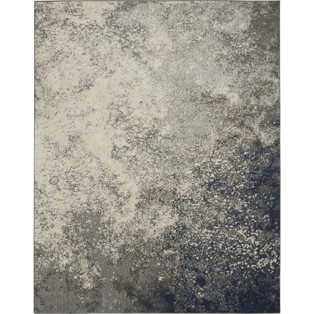 Nourison Passion Charcoal/Ivory 6'7'' x 9'6'' Area-Rug, Modern, Abstract, Easy-Cleaning, Non Shedding, Bed Room, Living Room, Di
