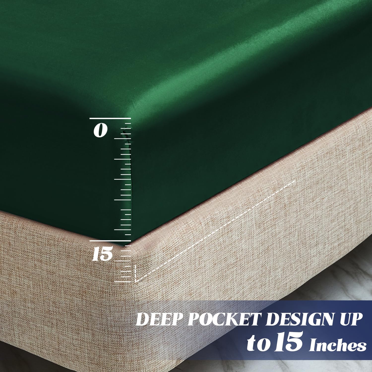 Mr&Hm Satin Fitted Sheet Full Size, Silky Bottom Sheet With Elastic Corner Straps, Deep Pocket Up To 15 Inch, No More Slipping O