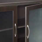 Safco Mayline Alcldc Aberdeen Low Wall Cabinet With 2 Glass And 2 Wood Doors, Mocha Tf