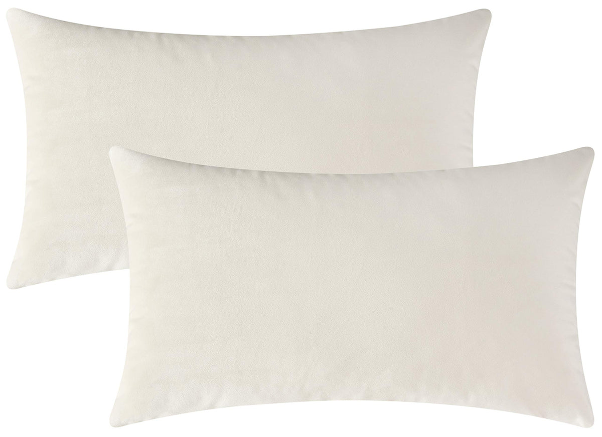 Mixhug Decorative Throw Pillow Covers, Velvet Cushion Covers, Solid Throw Pillow Cases For Couch And Bed, Cream, 24 X 24 Inches,