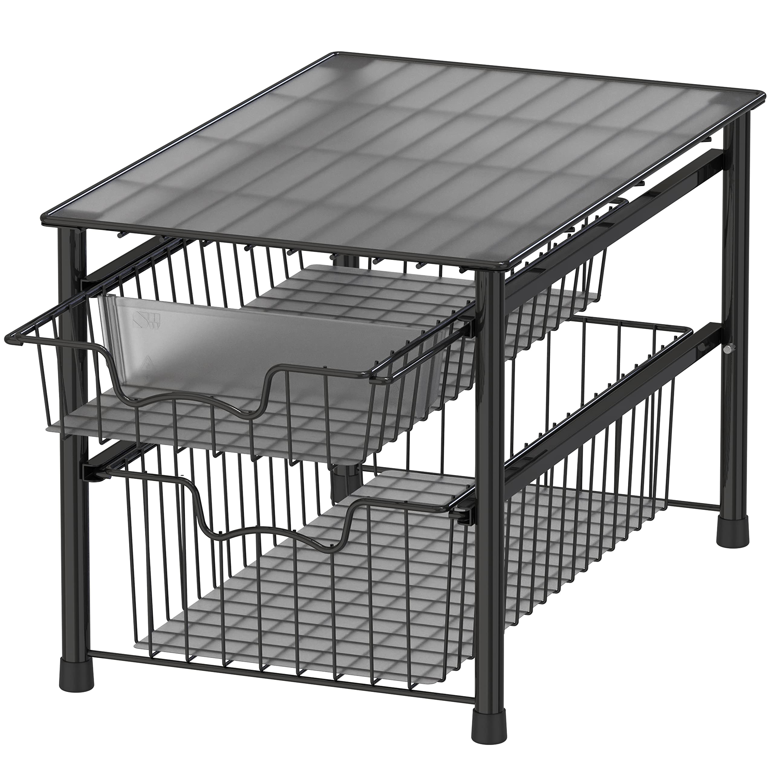 Simple Houseware Stackable 2 Tier Basket Drawer, Black