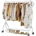 HYSEYY Clothes Clothing Rack, Rolling Heavy Duty Clothes Rack Load 420 LBS With Wheels, Metal Clothes Rack for Hanging Clothes, 