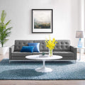Modway Loft Tufted Button Faux Leather Upholstered Sofa in Silver Gray