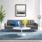 Modway Loft Tufted Button Faux Leather Upholstered Sofa in Silver Gray