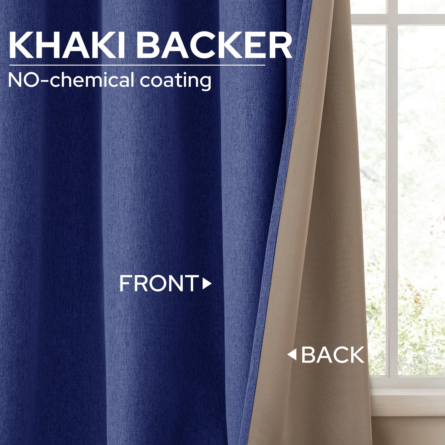Homeideas 100% Blackout Curtains 2 Panels Faux Linen Curtains Royal Blue Room Darkening Curtains 52 X 63 Inches Thermal Insulate