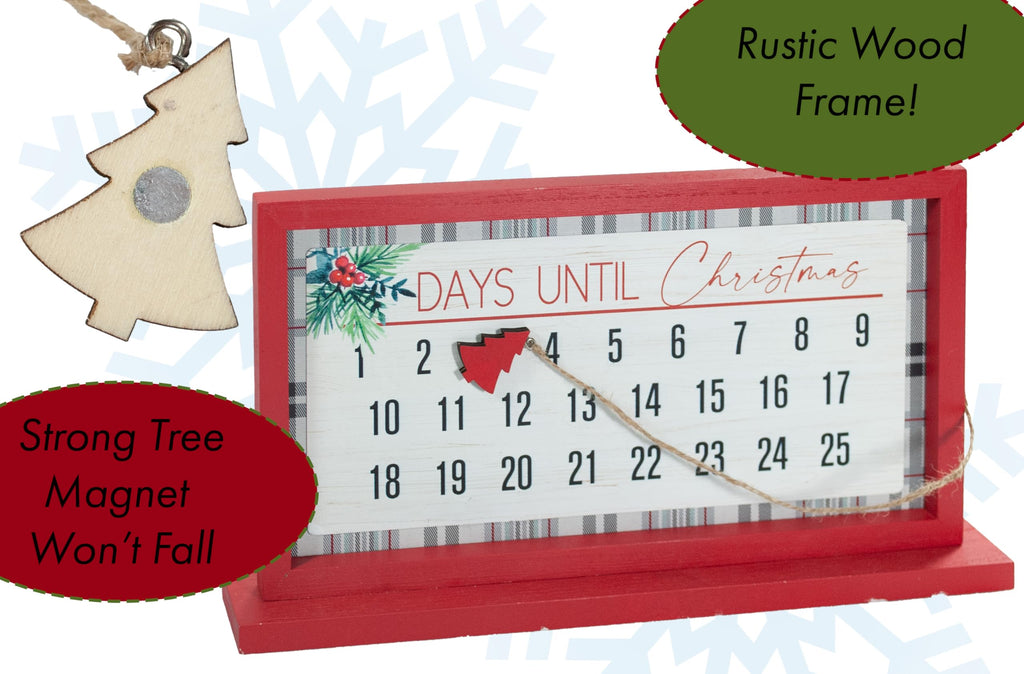 Hannas Handiworks Christmas Countdown Advent Calendar- Magnetic Wooden Tabletop Holiday Decor- Move The Attached Christmas Tree