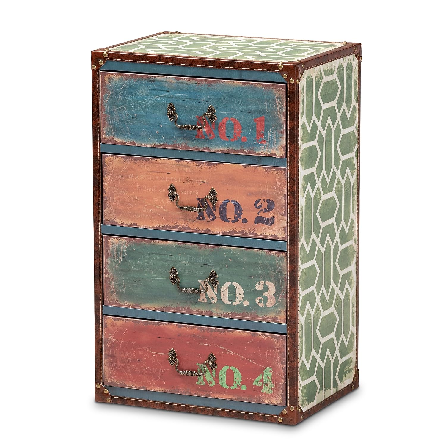 Baxton Studio Amandine 25.6-inch High 4-Drawer Storage Cabinet, Multicolor (164-10657-HiT)