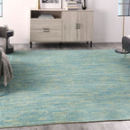 Nourison Essentials Indoor/Outdoor Blue Green 9' X Square Area -Rug, Easy -Cleaning, Non Shedding, Bed Room, Living Room, Dining Room, Backyard, Deck, Patio (9 Square)