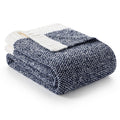 Snuggle Sac Heather Navy Blankets Twin Size, Super Soft Microfiber Blankets Warm Cozy Knit Fuzzy Plush Blankets For Sofa, Bed, L