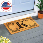 Evergreen Monogram Coir Doormat | Letter K | Front Door Mat For Outdoor Indoor Entrance | 28X16 Inches | Non-Slip Backing Doorwa