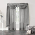 No. 918 53566 Emily Sheer Voile Rod Pocket Curtain Panel, 59'' X 84'', Charcoal