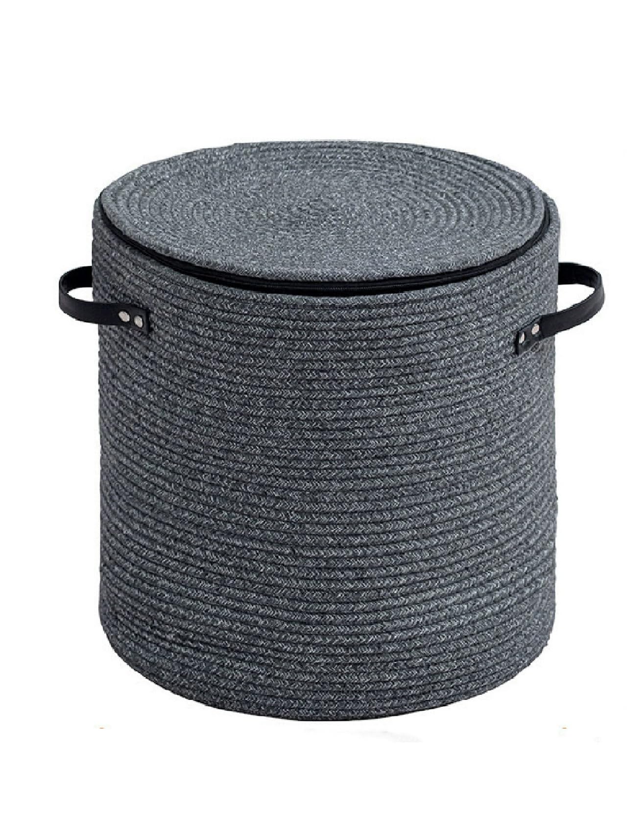 WAYIDEAL Cotton Rope Storage Basket with Lid & Wicker basket with Lid for Toys, Books, Multi-Purpose Storage Basket for Living R