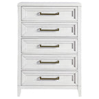 Coaster Home Furnishings Marielle Coastal Wood 5-Drawer Bedroom Chest of Drawers Chiffonier Clothing Storage Cabinet Bedroom Armoire Tall Dresser Organizer Unit Distressed White 224845