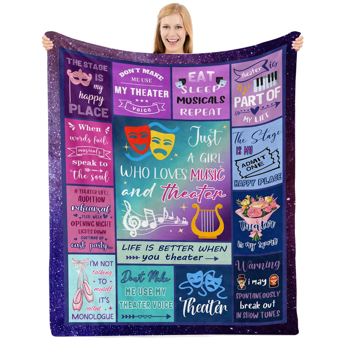Piufam Gifts For Theater Lovers, Theater Gifts Blanket For Girls, Theater Gifts, Musical Theater Gifts, Birthday Gifts For Broad