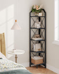 CHOEZON 5-Tier Corner Shelf, Industrial Corner Bookshelf, 59.4 Corner Storage Stand, Plant Stand Display Shelf, Corner Bookcase 