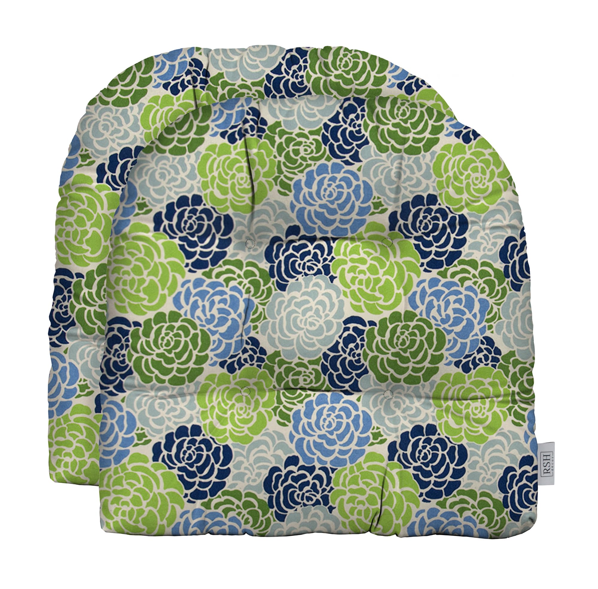 Rsh Decor: Tufted U-Shape Wicker Seat Cushions Set Of 2 | 19    X 19    | All-Weather Spun Fabric | Water-Resistant | Outdoor Ch