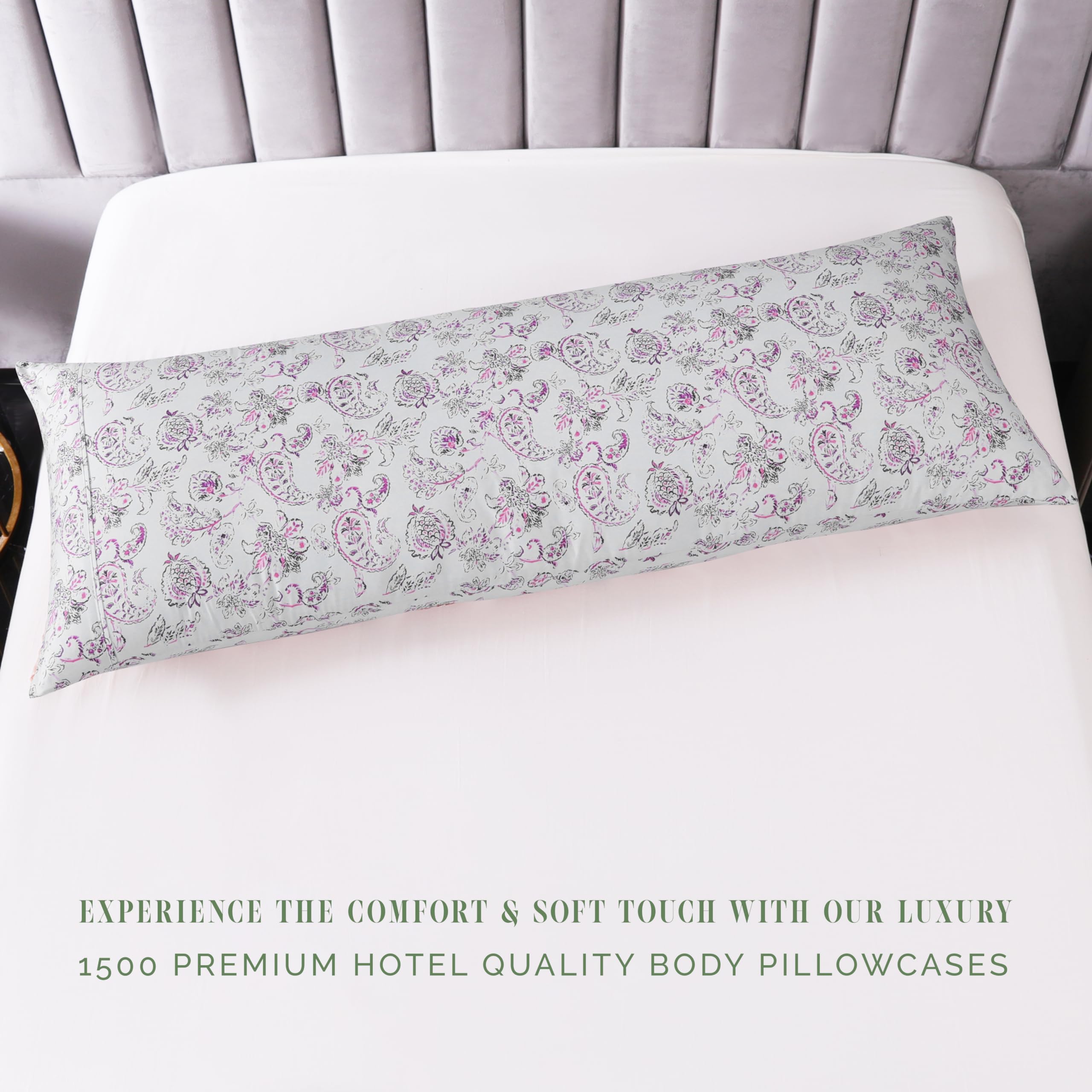 Elegant Comfort Ultra Soft 1-Piece Set Floral Print Pillowcases - 1500 Premium Hotel Quality Microfiber, Soft And Smooth Hidden Zipper Closure 1-Piece Pillow Covers - Body Pillowcase, Paisley Purple