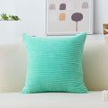Home Brilliant Aqua Spring Pillow Covers Soft Plush Corduroy Striped Throw Pillow Cases For Sofa Couch Bed St Patricks Day Decor