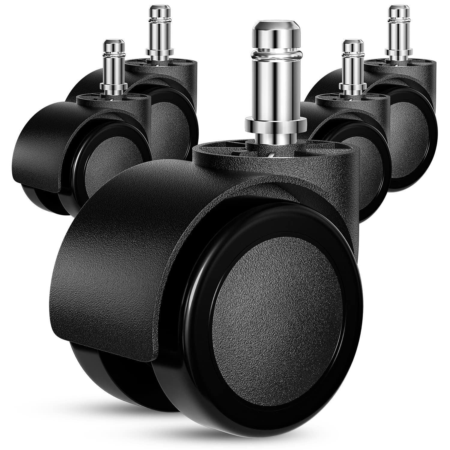 Office Chair Wheels Replacement, 5 Pcs 2 Inch Office Chair Casters Heavy Duty, Computer Desk Chair Wheel Safe Mute Rotating Rubb