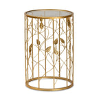 Baxton Studio Anaya Modern and Contemporary Glam Brushed Gold Finished Metal and Glass Leaf Accent End Table