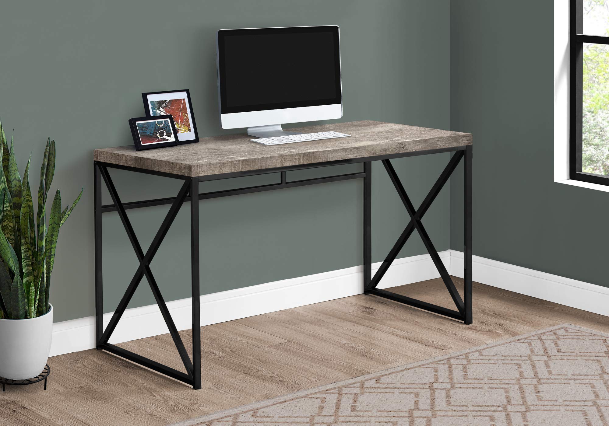 Monarch Specialties Computer Desk - Contemporary Home & Office Desk - Scratch-Resistant - 48?L (Taupe)