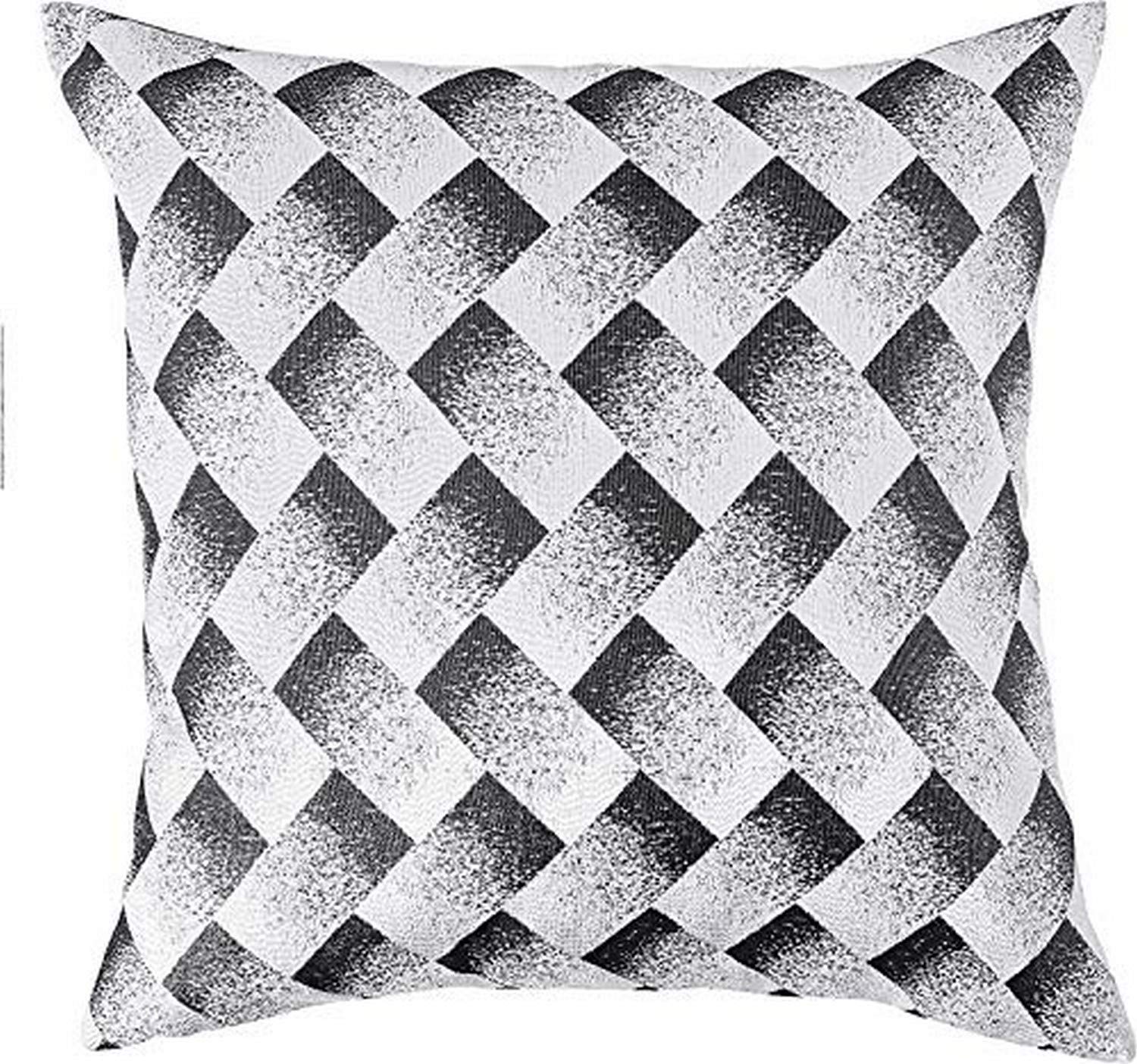 Violet Linen Princess Geometric Abstract Herringbone Blocks Design, Polyester Jacquard Decorative Throw Pillow Cover, 18' X 18'