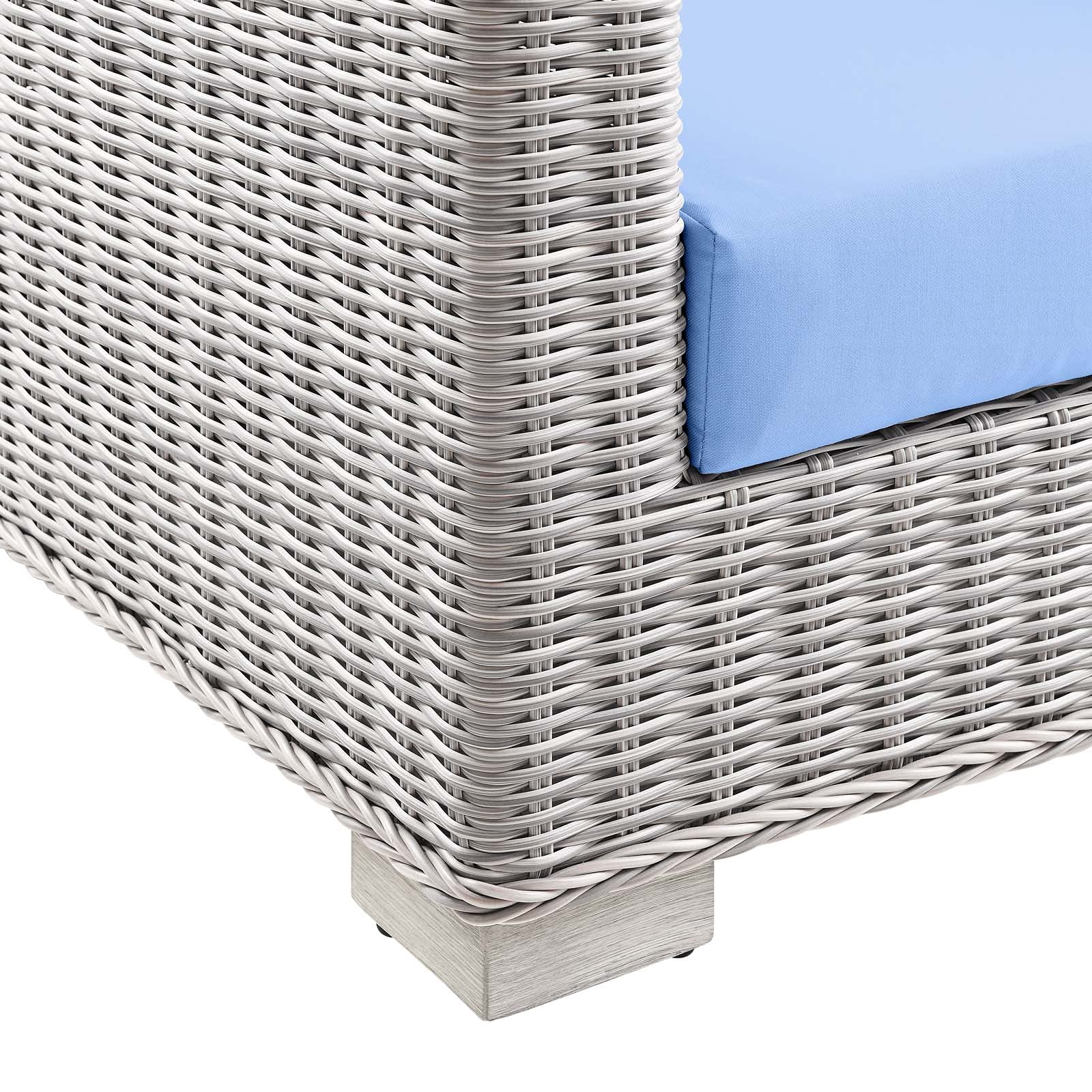 Modway EEI-4841-LGR-LBU Conway Outdoor Patio Wicker Rattan Loveseat, Light Gray Light Blue