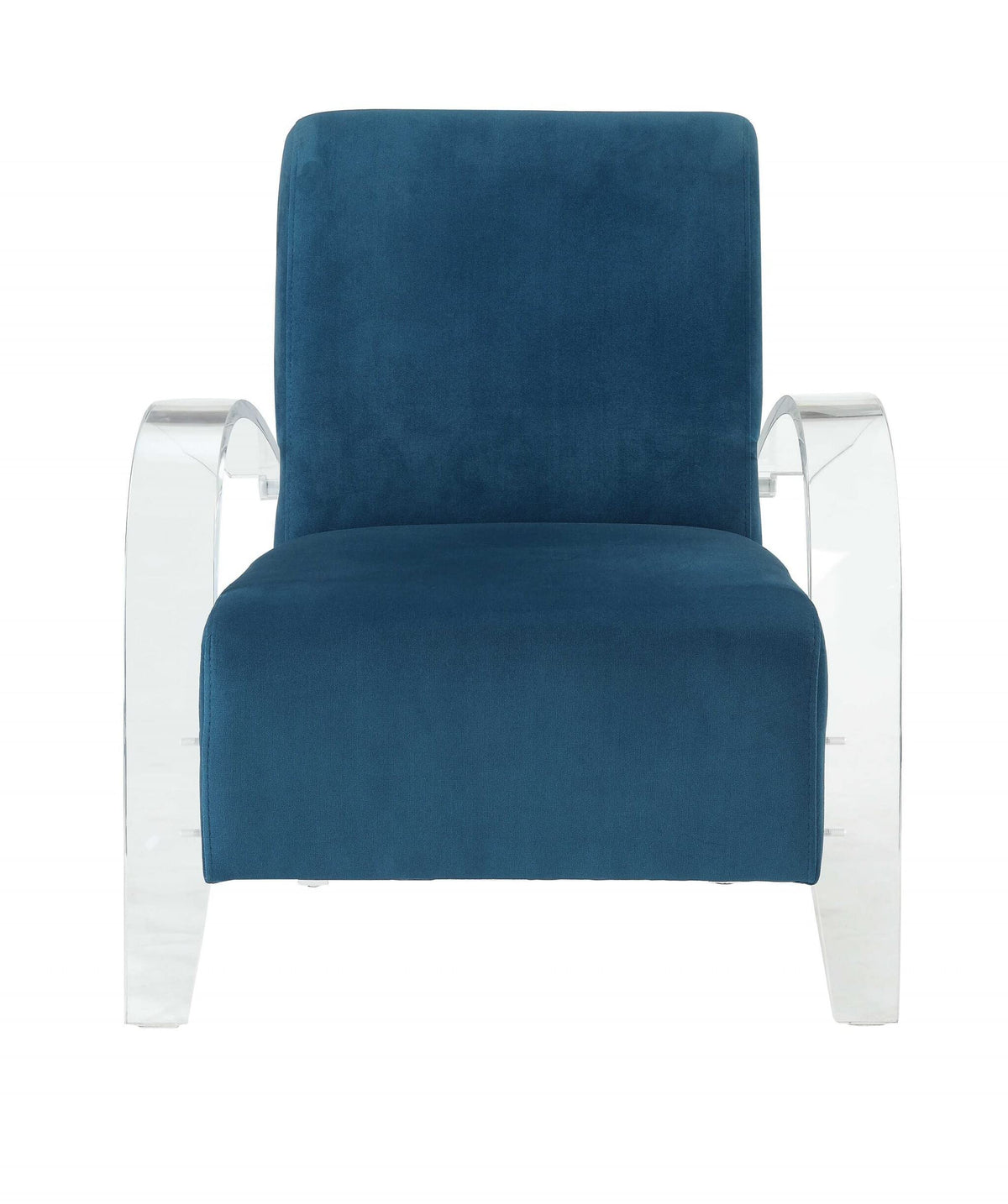 HomeRoots Teal Fabric Upholstery, Acrylic Accent Chair, Teal & Clear Acrylic