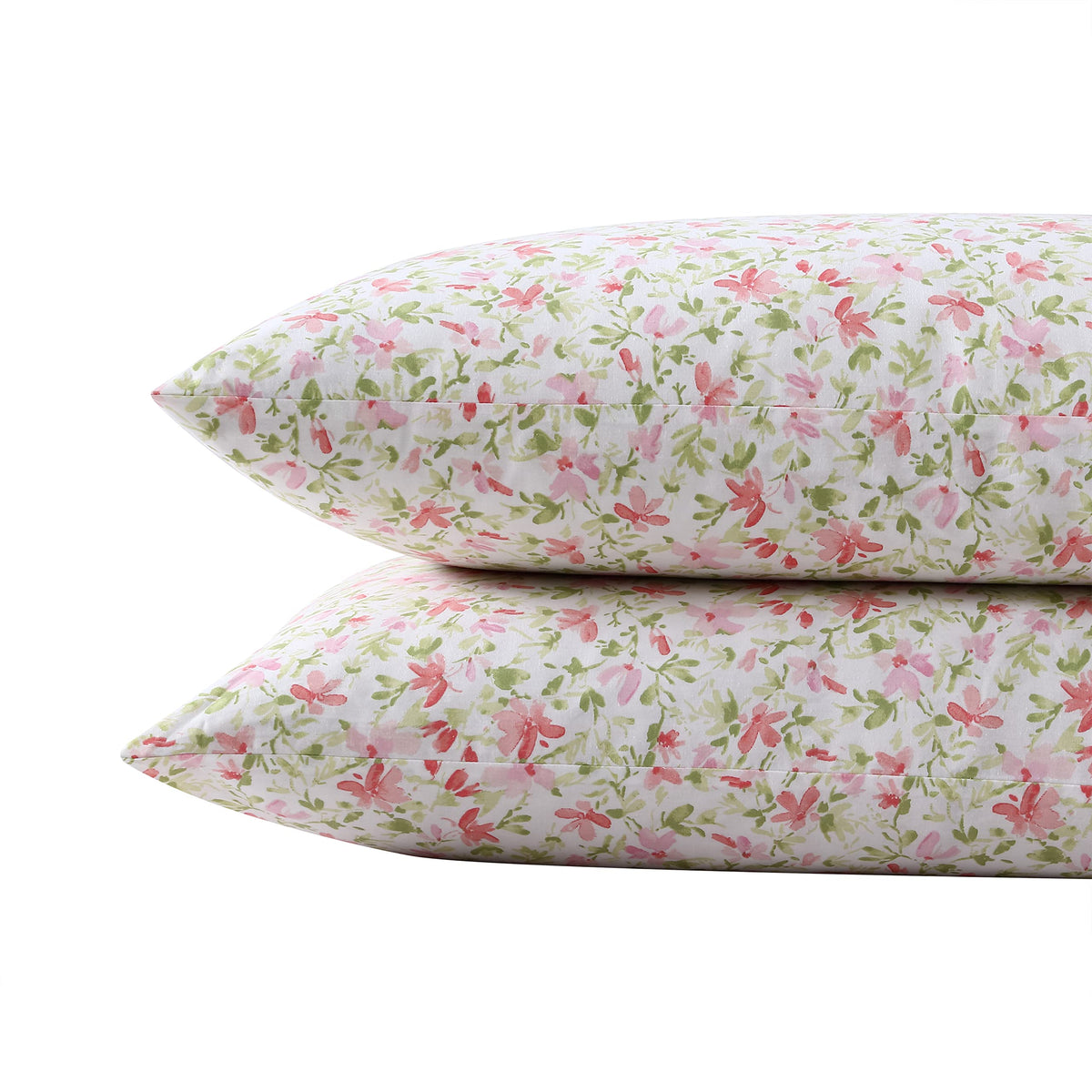 Laura Ashley - Standard Pillowcase Set, Breathable Percale Cotton Bedding, Crisp & Cool Home Decor (Norella Pink, 2 Piece)