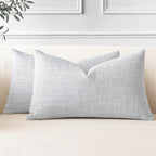 OTOSTAR Pack of 2 Throw Pillow Covers 16x24 Inch Linen Blue Grey Pillowcases Farmhouse Decorative Solid Pillow Covers 40x60 cm L