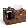 Tissue Box Cover with Storage, Wicker Paper Rope Square Tissue Box Holder