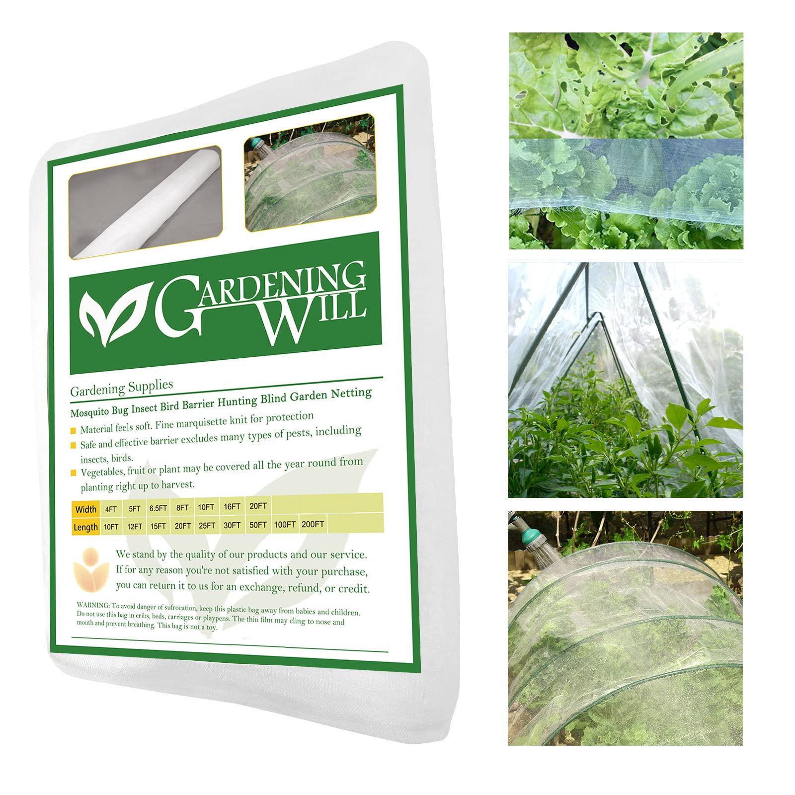 10X50Ft Mosquito Bug Insect Bird Fine Mesh Net Barrier Hunting Blind Garden Screen Netting For Protect Your Plant Fruits Flower