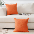 Otostar Linen Throw Pillow Covers Set Of 2 Decorative Square Pillowcases Fall Cushion Covers 24X24 Inch For Home Decor Sofa Bedroom Car 60 X 60 Cm Orange