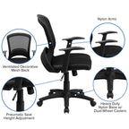 Flash Furniture Manny Mid-Back Designer Black Mesh Swivel Task Office Chair with Arms