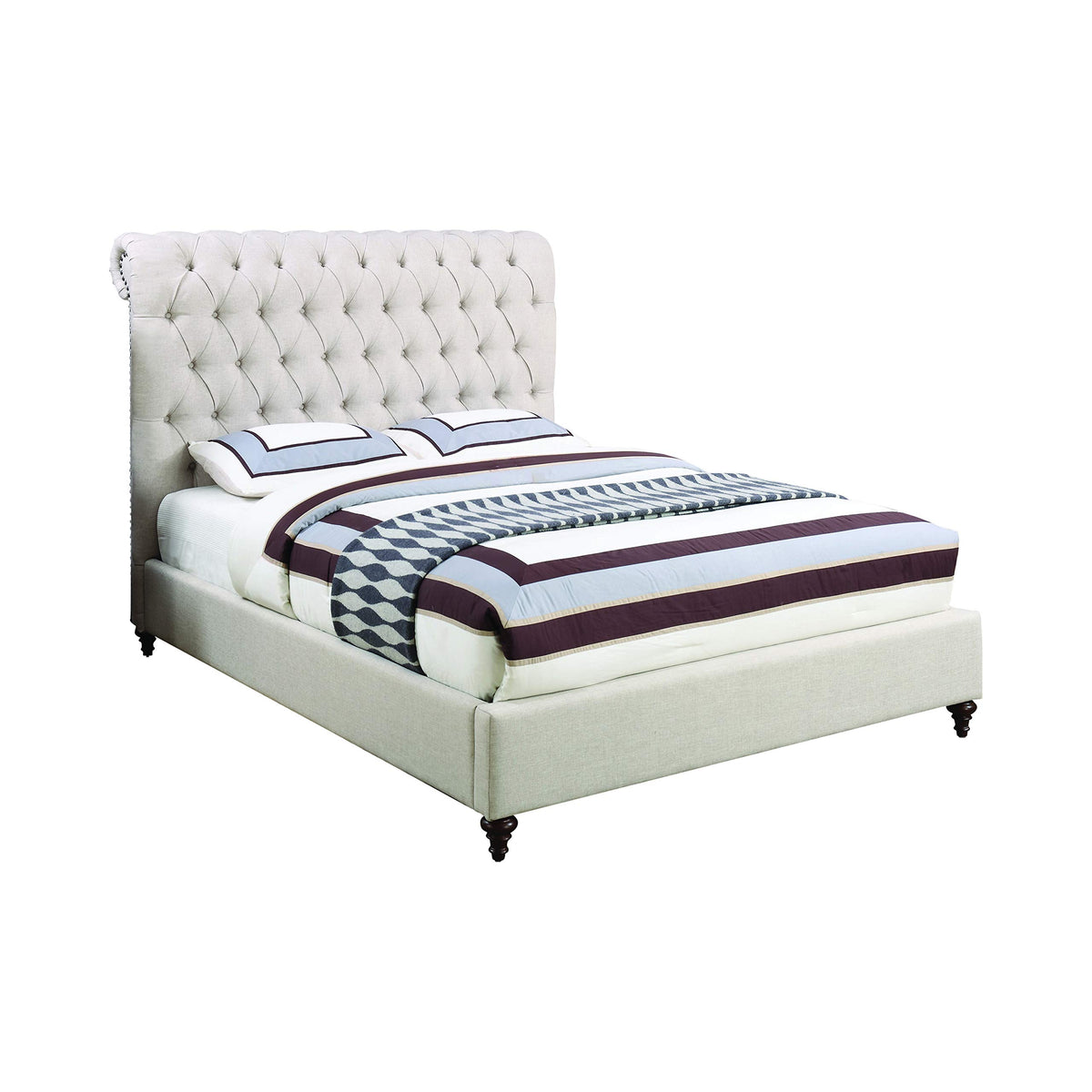 Devon Tufted Upholstered Bed Beige, Eastern King