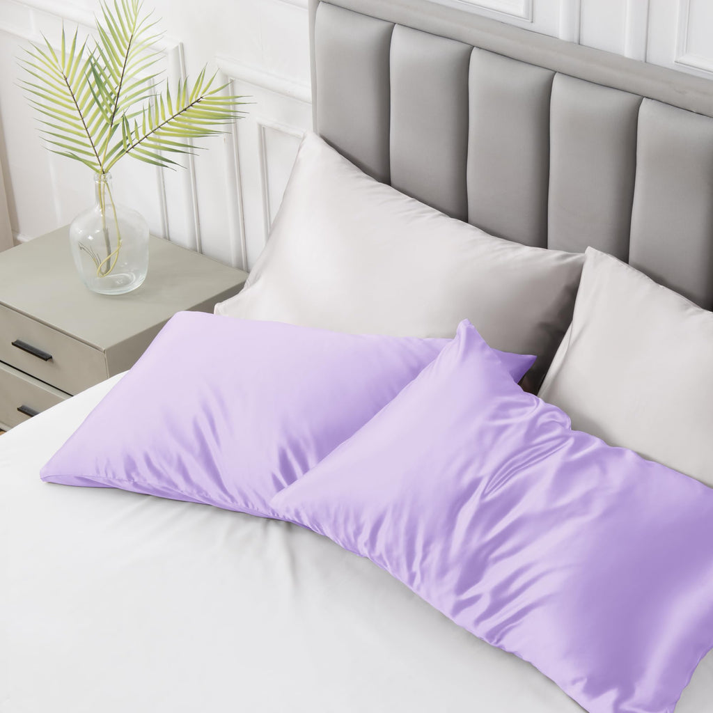 Love'S Cabin Silk Satin Pillowcase For Hair And Skin (Light Purple, 20X26 Inches) Slip Pillow Cases Standard Size Set Of 2 - Sat