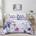 Drucon Floral Quilt Set King 3 Pieces Light Blue Floral Quilt Coverlet Set Soft Microfiber Lightweight Light Blue Quilted Bedspr