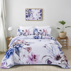 Drucon Floral Quilt Set King 3 Pieces Light Blue Floral Quilt Coverlet Set Soft Microfiber Lightweight Light Blue Quilted Bedspr