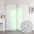 Lecloud Leia Living Room Sheer White Curtains 72 Inches Long, Light Filtering Semi Voile Curtains Jacquard Texture Bedroom Panel