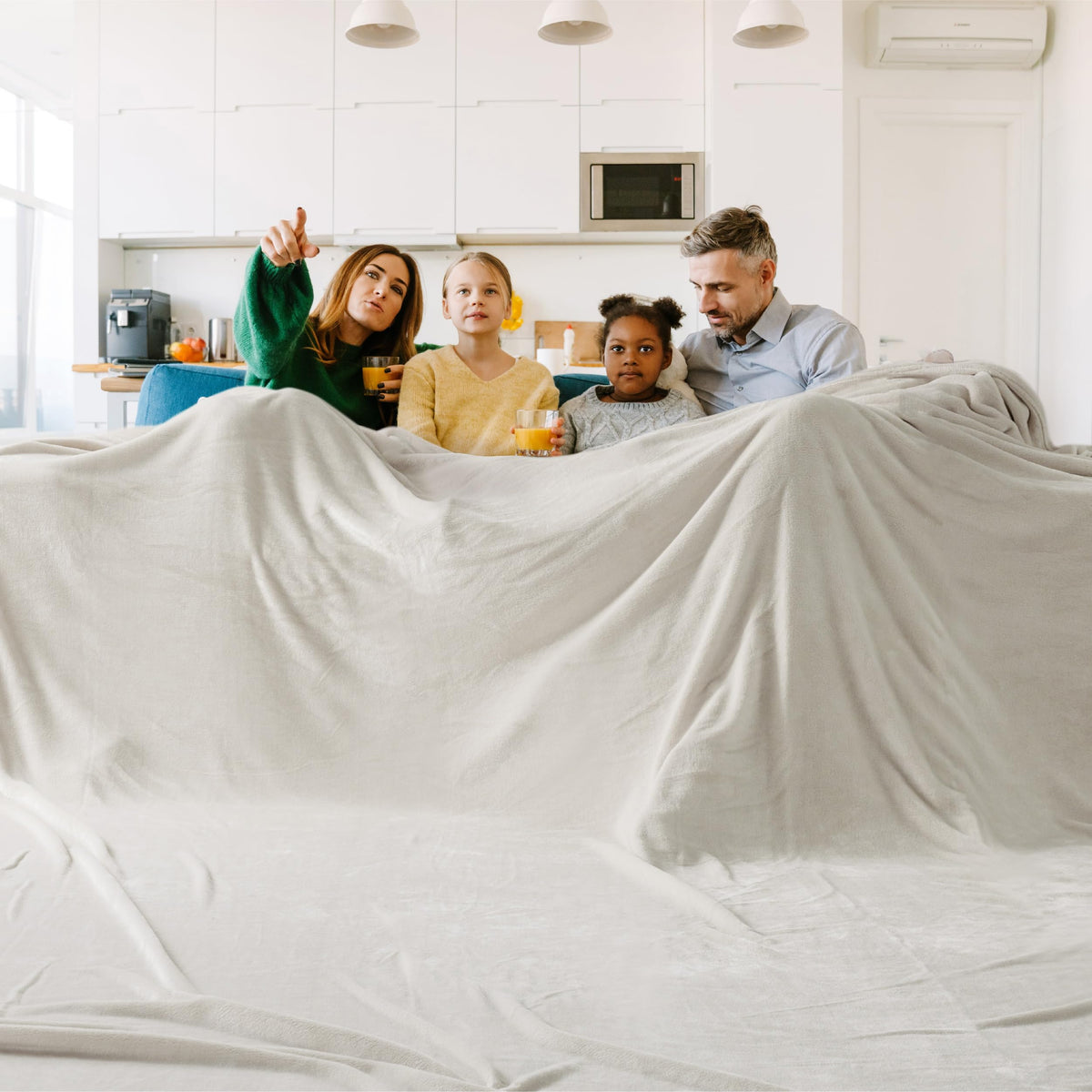 Bedsure Oversized Big Fleece Blanket Linen - 120X120 Inch Soft Cozy Extra Large Blankets For Bed, Sofa, Couch, Travel, Camping,C