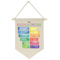 The Months of The Year Education - Christmas Gifts for Baby Kids Nursery Room Front Door - Canvas Hanging Flag Banner Wall Sign 